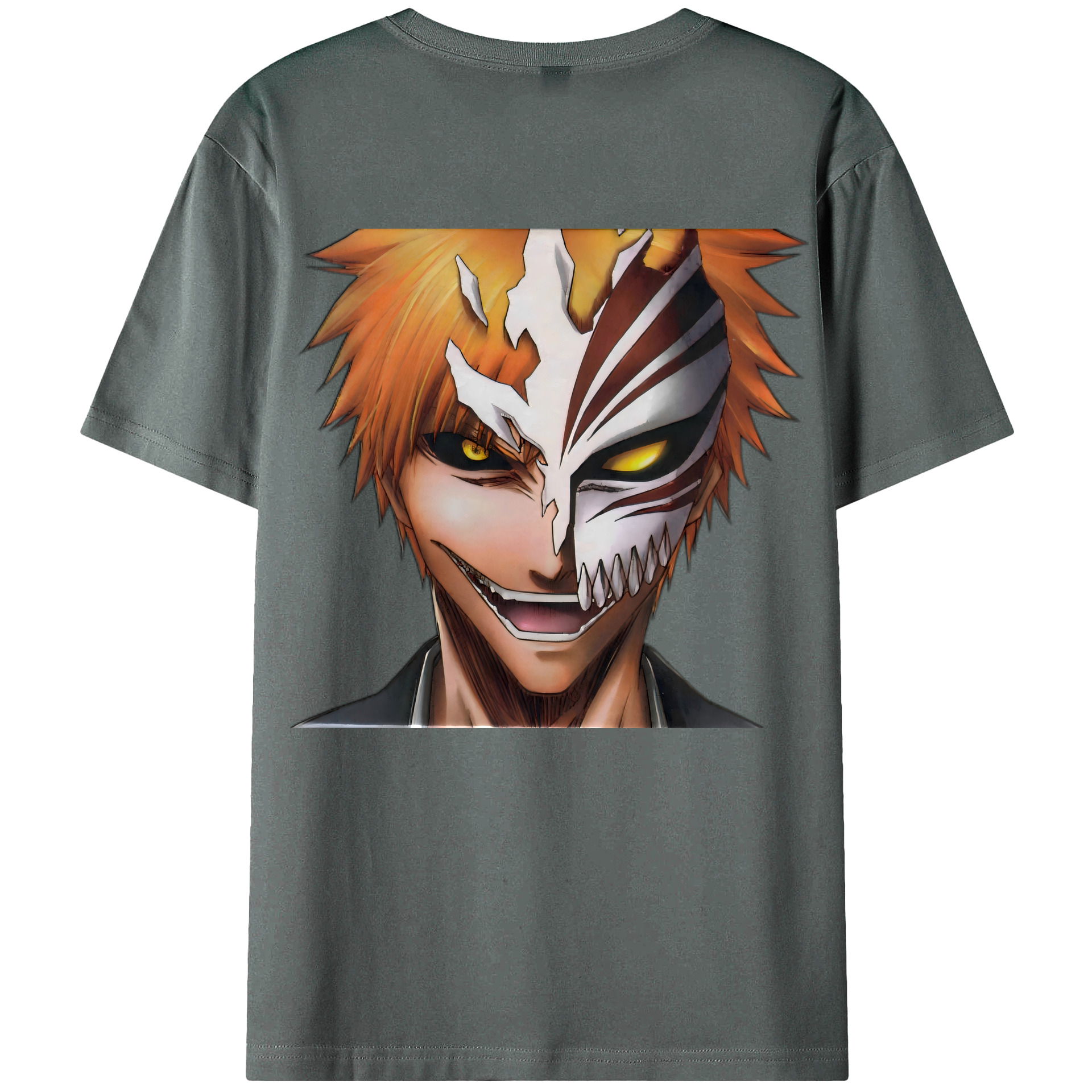 （画像用） ブリーチ 黒崎一護（くろさき いちご）BLEACH Kurosaki Ichigo 綿100％ メンズ半袖Tシャツ（バックプリント） 通気性